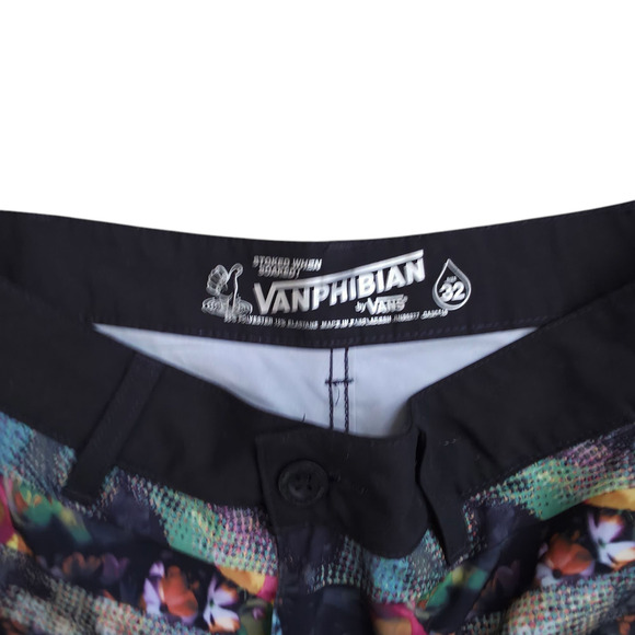 VANS Vanphibian Beflor Black Multicolor Board Shorts Wet/Dry Men Sz 32 - Picture 4 of 9
